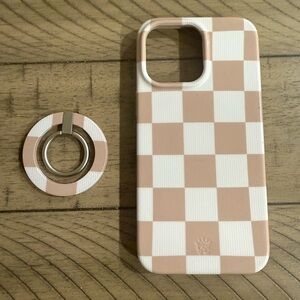 Velvet Caviar Nude Vibe Checker iPhone Case and grip ring for iPhone 14 ProMax